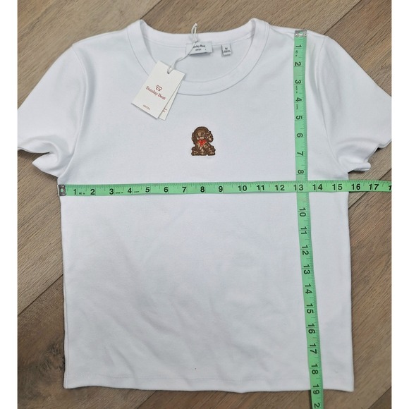 Sunday Best Aritzia White Embroidered Poodle T-Shirt Womens Size Medium NWT - Picture 4 of 7